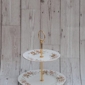 Golden Ivy 2 Tier China Cake Stand