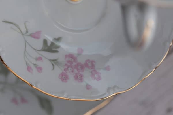 Pink Flowers China Cake Stand Detail