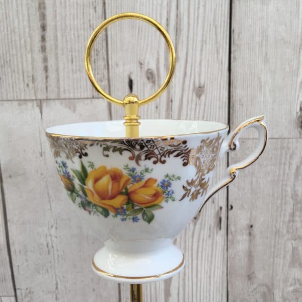 Golden Rose China Cake Stand Cup Detail