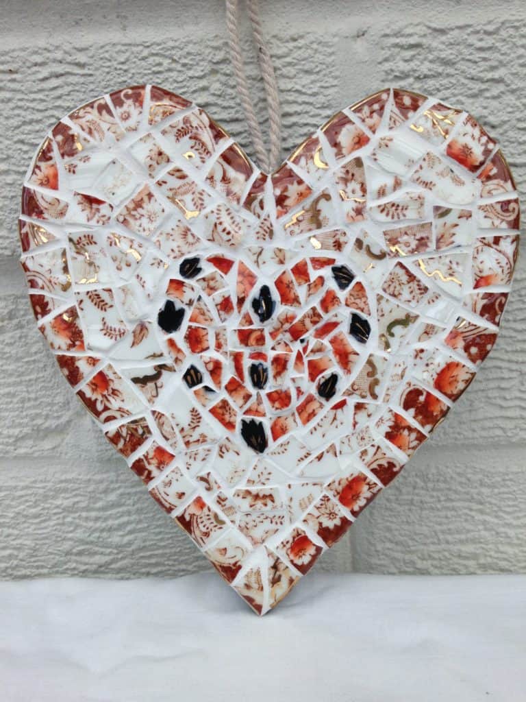 Orange China Mosaic Heart